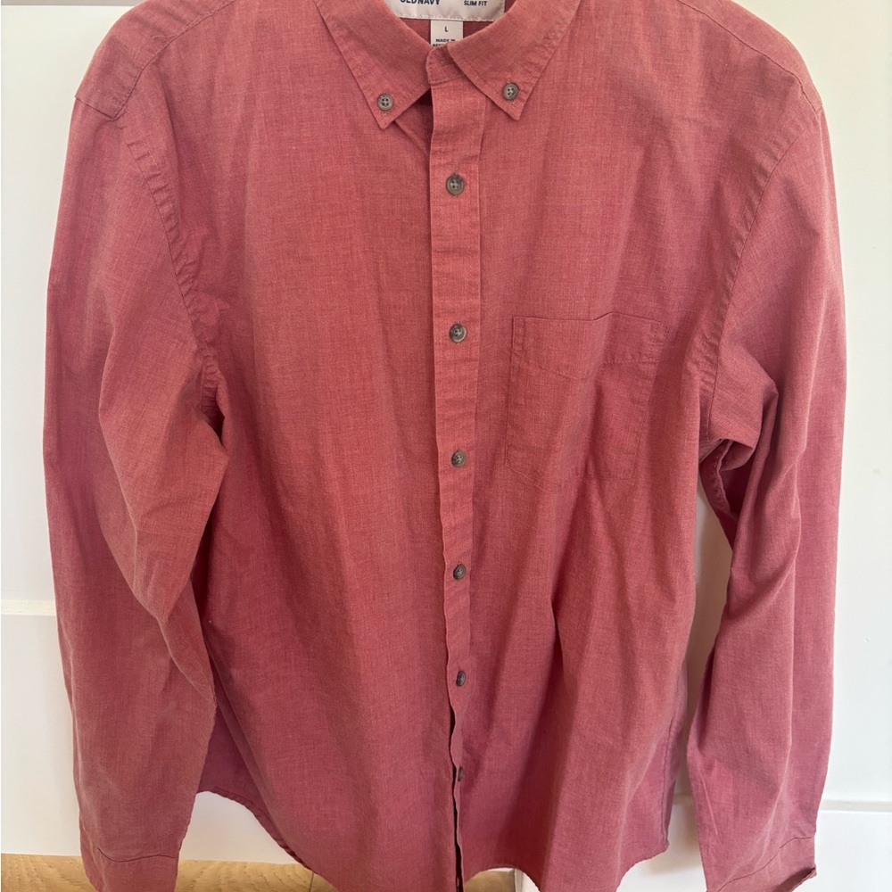 Old Navy Men's Button-Down Shirt - Rose Red